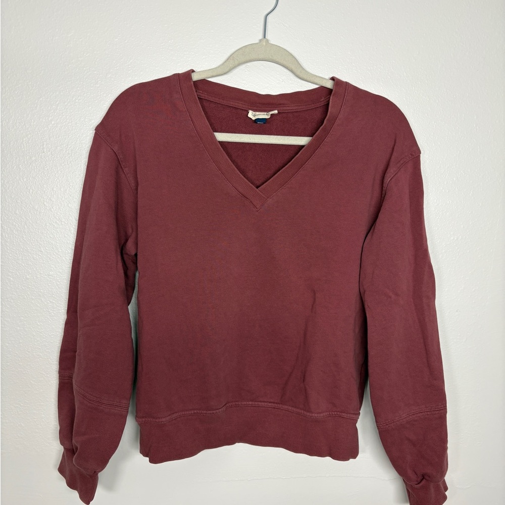 Universal Thread Women's Burgundy V-Neck Sweatshirt